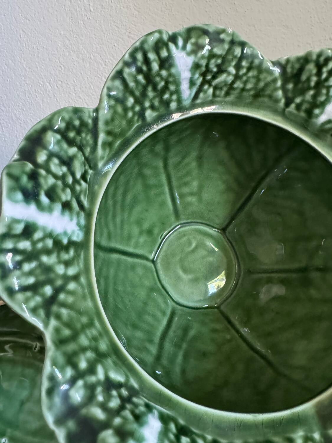 Vintage Caldas ceramic green cabbage tureen