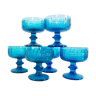 Vintage light blue glass cups set for 6