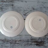 2 assiettes plates faience ancienne Longwy bleu décor russe 263102