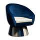 Blue velvet armchair design 70s vintage modernariato