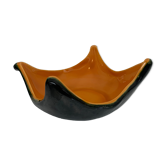 Cut handkerchief vintage ceramic two-tone free-form orange black