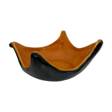 Cut handkerchief vintage ceramic two-tone free-form orange black