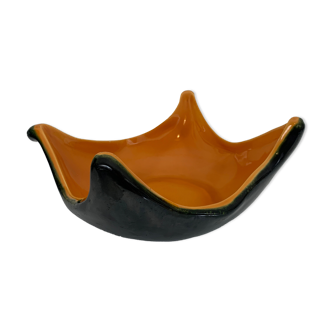 Coupe céramique vintage bicolore forme libre orange noir