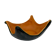 Cut handkerchief vintage ceramic two-tone free-form orange black