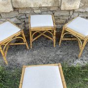 4 tabourets vintage bambou et rotin – années 60/70
