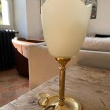 lampe à poser en laiton et verre
