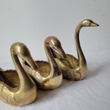Trio of zoomorphic brass swan empty pockets