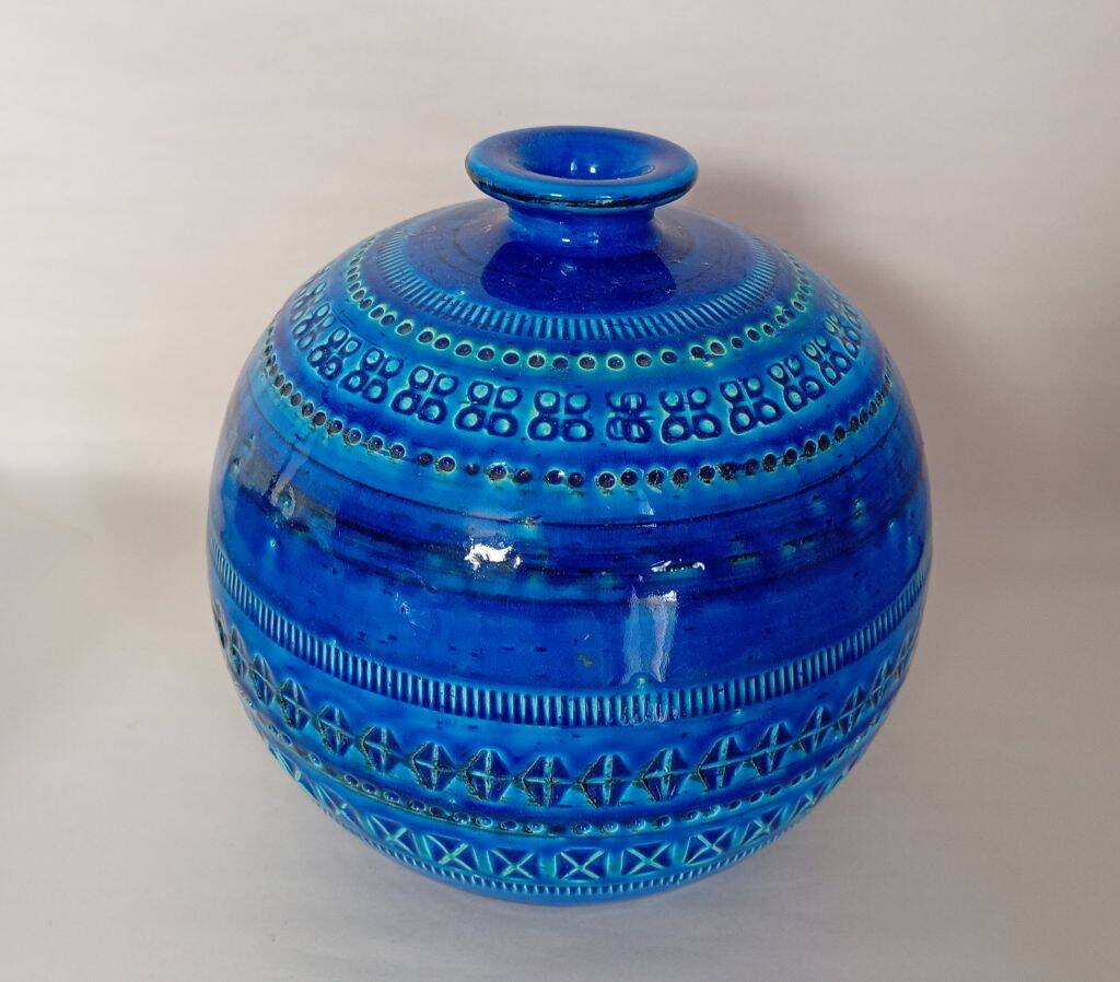 Bitossi "Rimini Blu" Ceramic Ball Vase by Aldo Londi