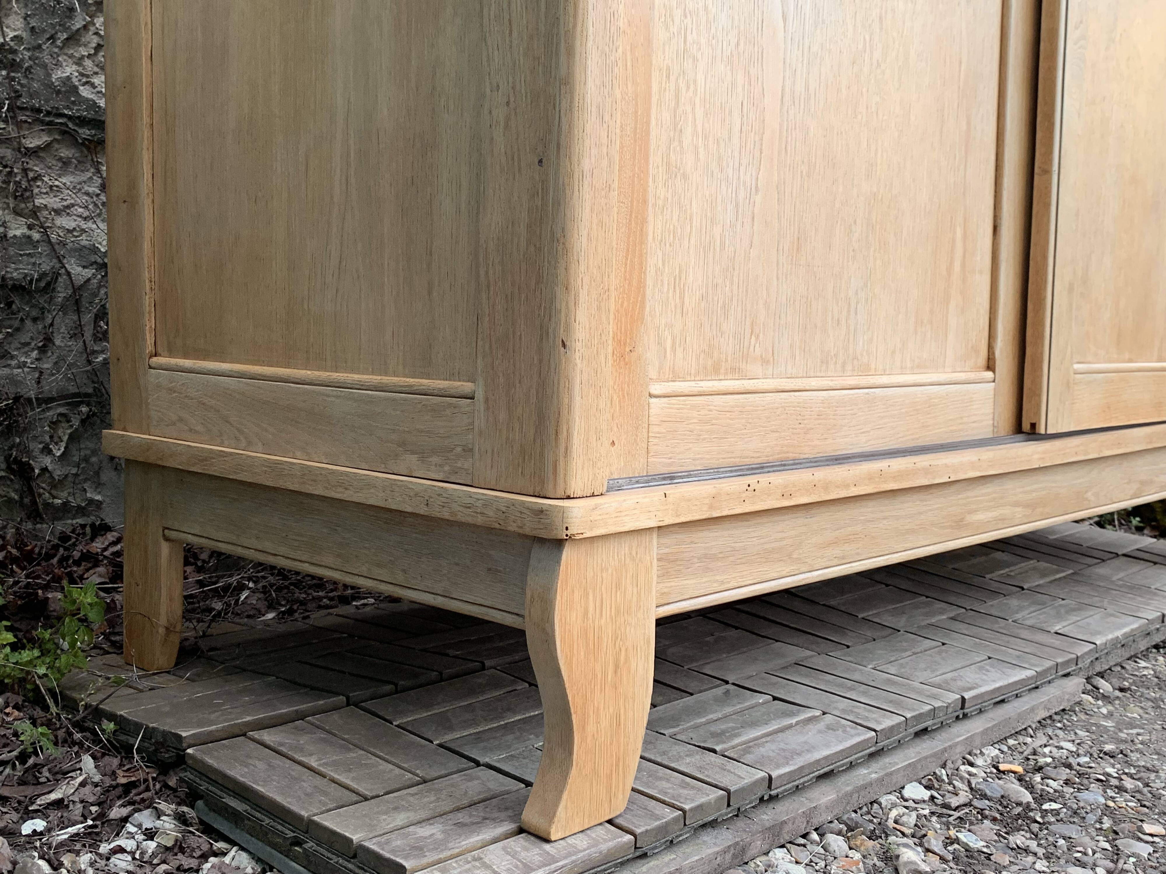 Parisian art deco wardrobe sliding doors solid raw oak