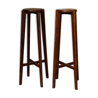 Paire de sellettes vintage en bois style scandinave