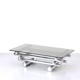 Midcentury 1970s Italian Stacked Chrome Coffee Table
