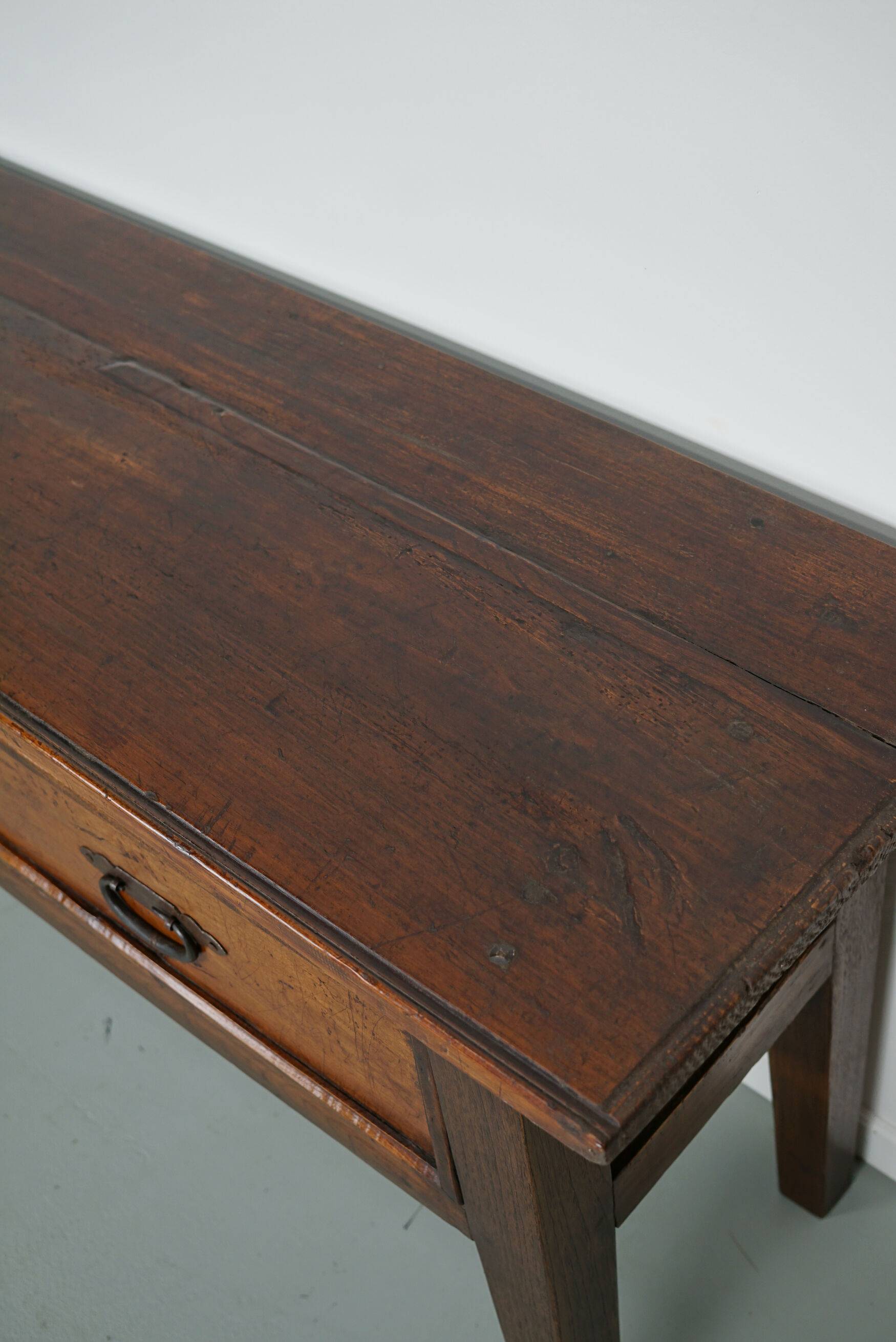 Antique french rustic farmhouse fruitwood & oak side table