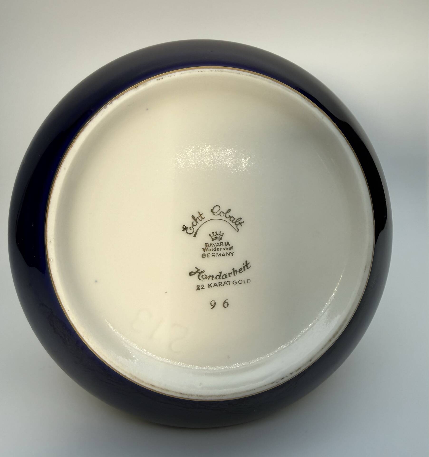 Vintage cobalt blue and gold porcelain bonbonnière.