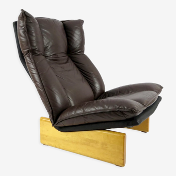 Dutch leather lounge chair from Leolux, 1970s
