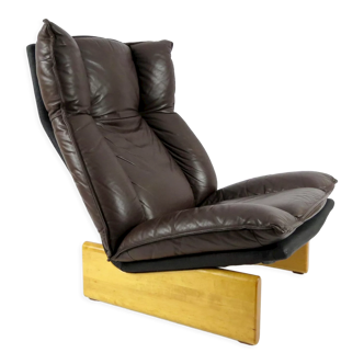 Dutch leather lounge chair from Leolux, 1970s