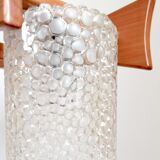 Scandinavian chandelier 4 burners Teak and tulips glass paste 60s Width 70.5 cm