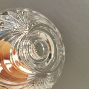 A set of beautiful rock crystal glass candle holders from Swedish Orrefors. Estimated 1970s.