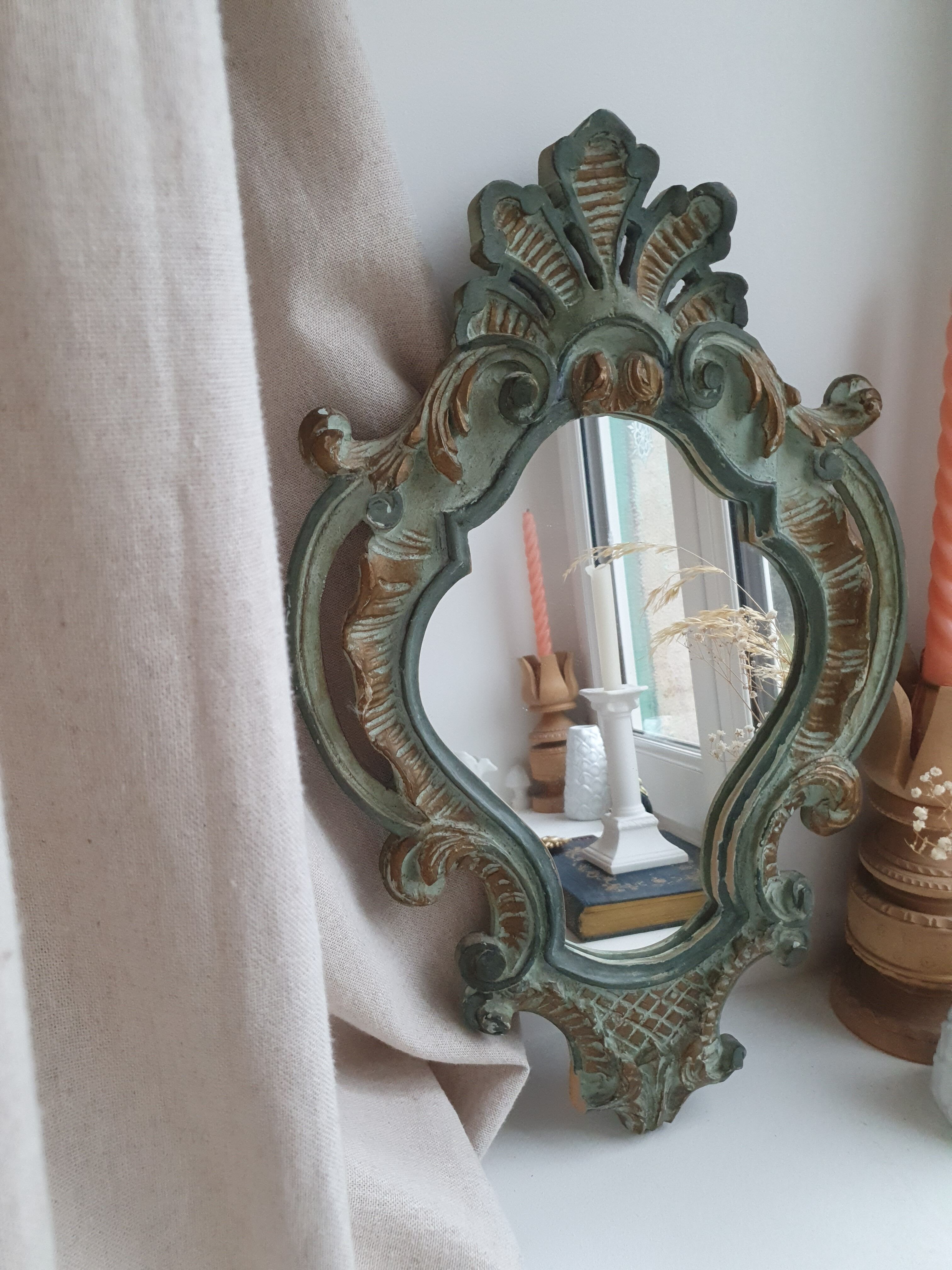 Mirror shell painted wooden Louis XV style