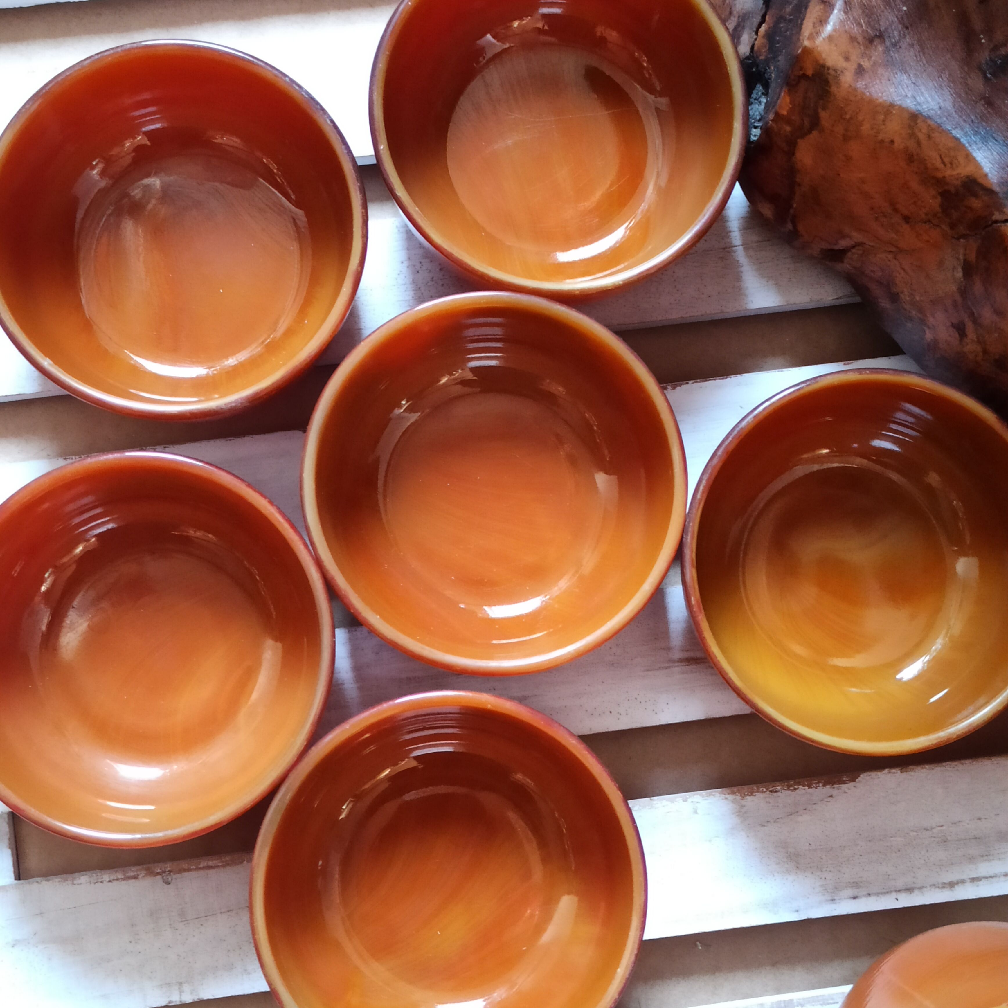 Vintage Arcopal Volcano Ramekins