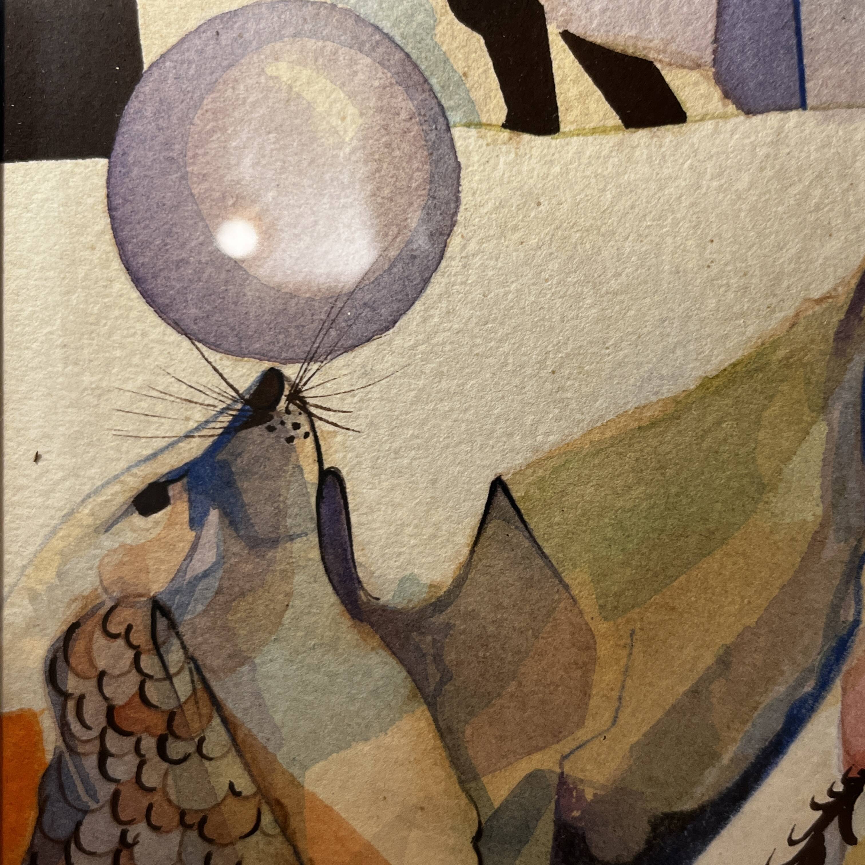 Tableau cubo-surréaliste, technique mixte sur papier