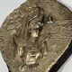 Louis XVI Style Chimney Bellows in Repoussé Brass with Female Effigy