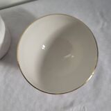 Opaque porcelain bowl with gold trim