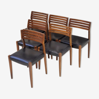 Suite de 6 chaises scandinaves 1960