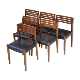 Suite de 6 chaises scandinaves 1960