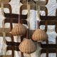 Suspension 3 arms rattan and teak vintage 60s