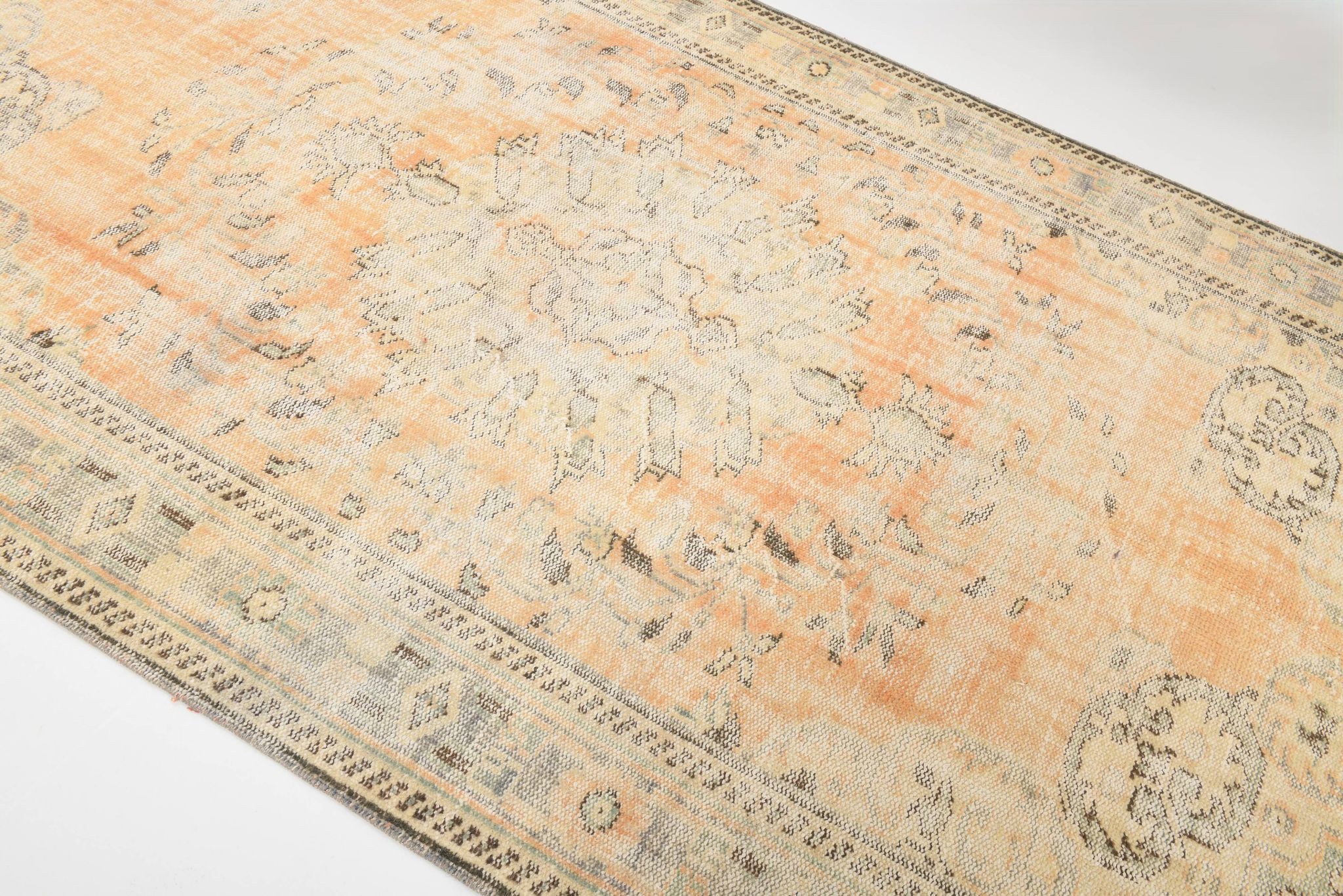 Hand Woven Peach Color Turkish Vintage Rug, 179x288 Cm