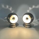 Reggiani Eyeball 60s Lamp Set - chromed globe wall lamps - space age desk lamps