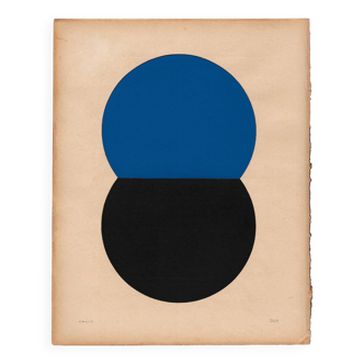 Collage papier ancien - tableau abstrait signé eawy