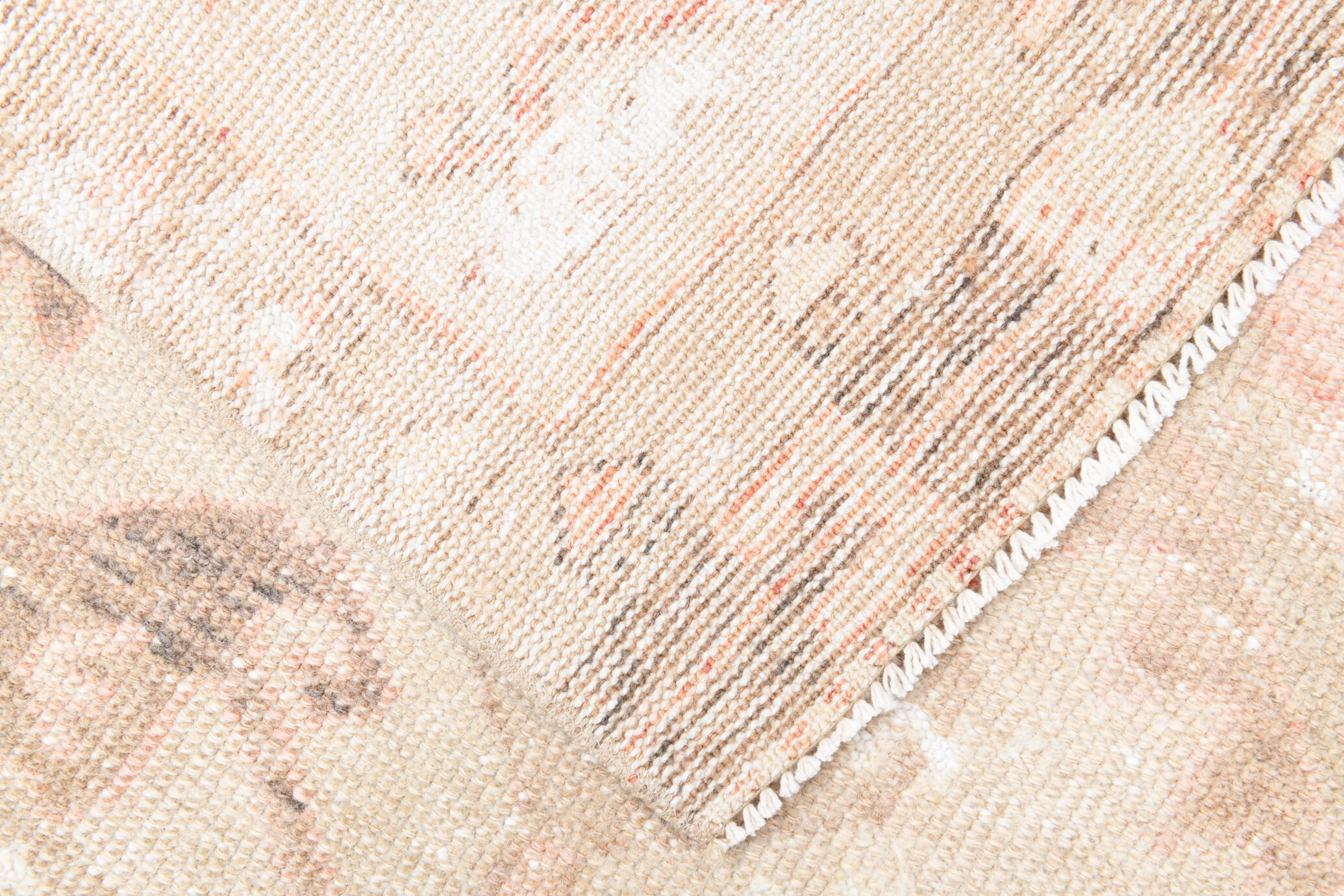 Faded red and beige vintage runner rug 322x85cm