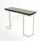 Black lacquered console and chrome Guy Lefevre for Maison Jansen 1970