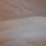 Tablecloth and 11 cotton/linen towels embroidered AD circa 1900