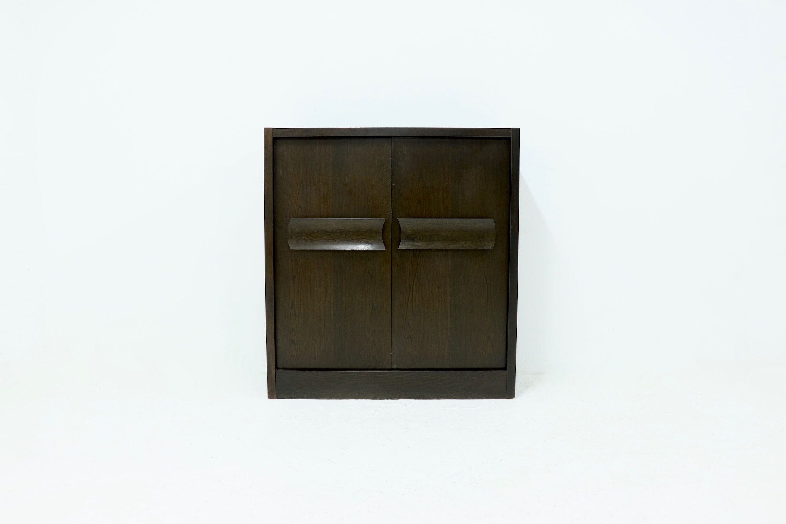 Brutalist Belgian Bar Cabinet in Dark Brown Stained Oak, 1970s