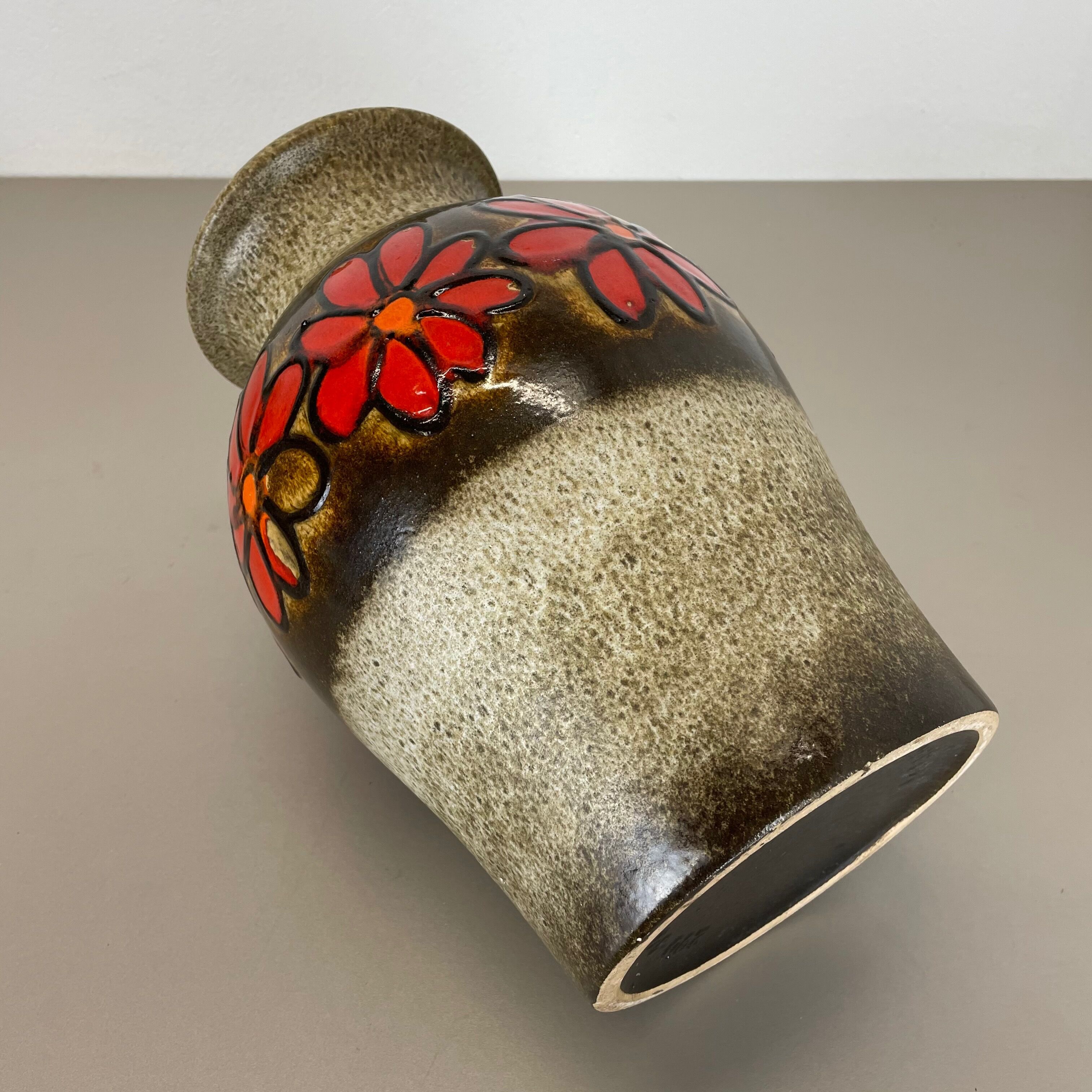Pottery fat lava multi-color floor vase made by Scheurich, 1970s
