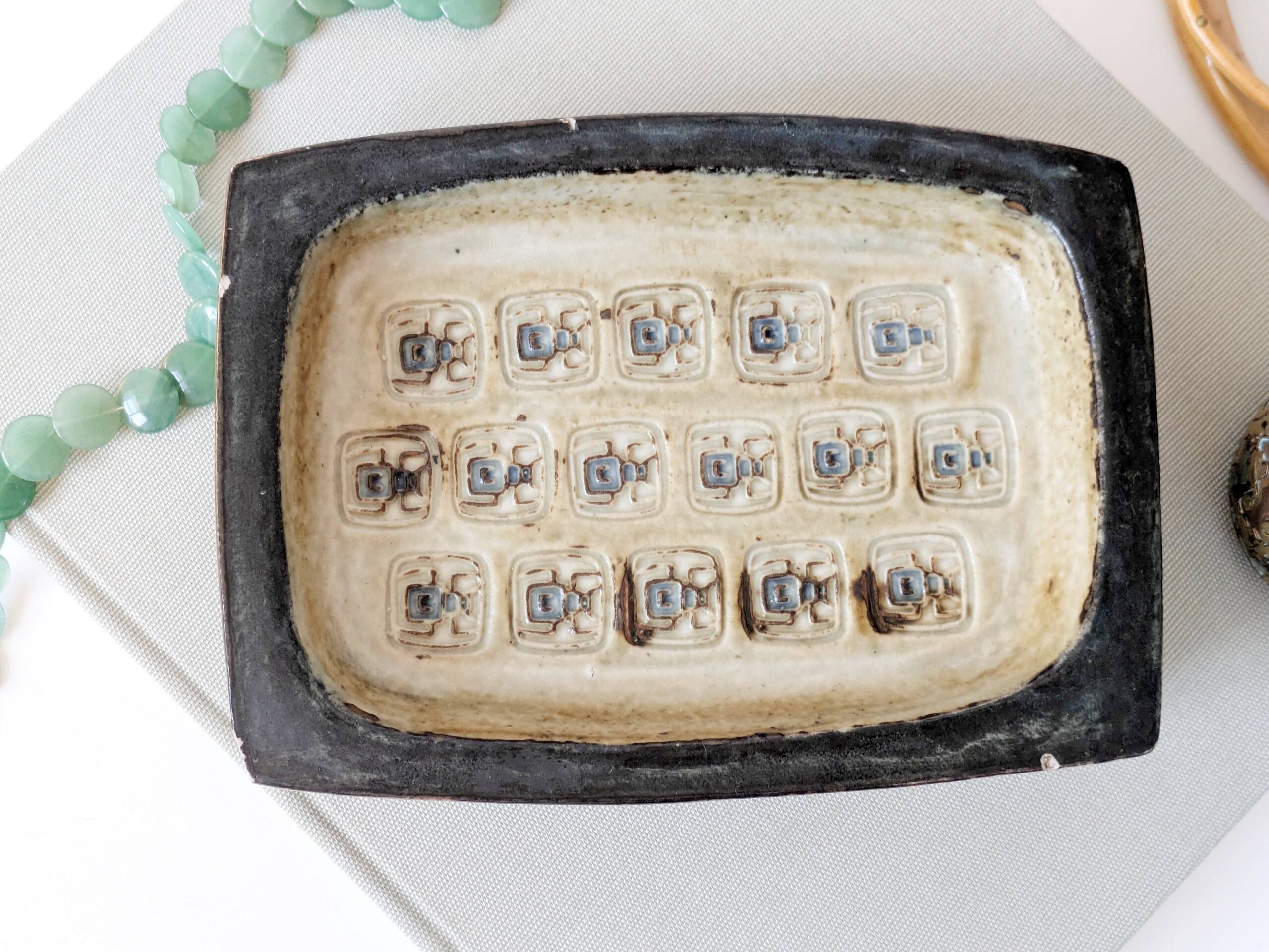 Brutalist Royal Copenhagen trinket tray by Jørgen Mogensen, 1960s