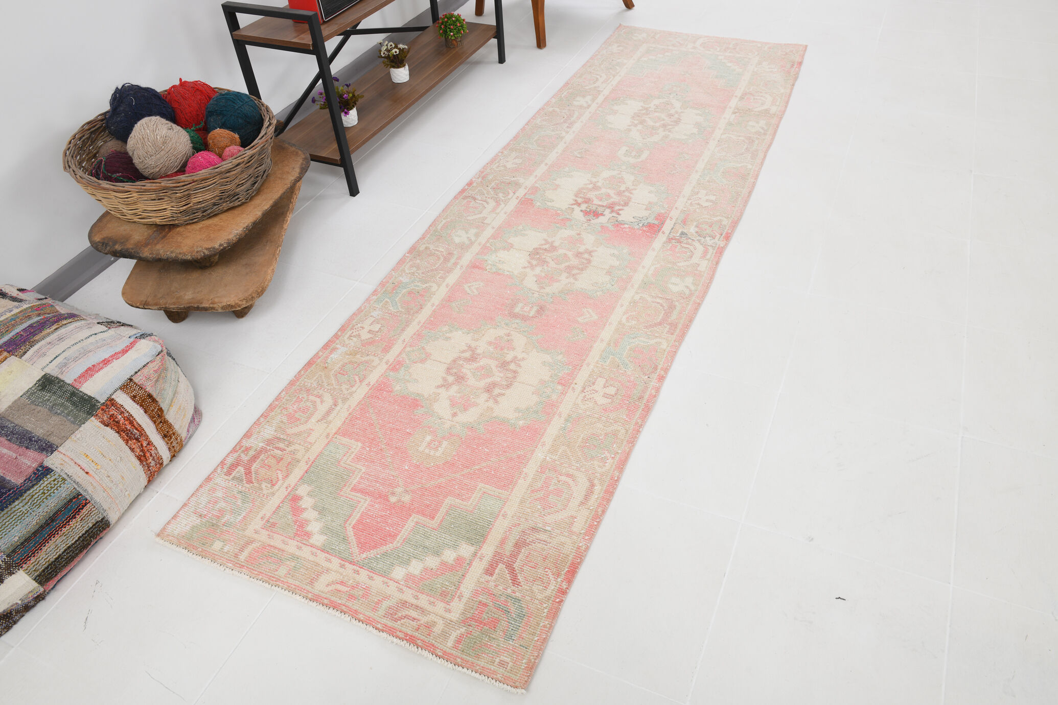 3x10 pale red antique vintage runner rug,90x299cm
