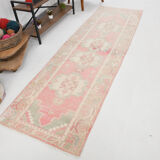 3x10 pale red antique vintage runner rug,90x299cm