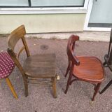 set of 6 mismatched vintage wooden bistro chairs