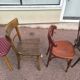 set of 6 mismatched vintage wooden bistro chairs