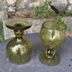 6 wine glasses in khaki green hand-blown glass, large model, vintage