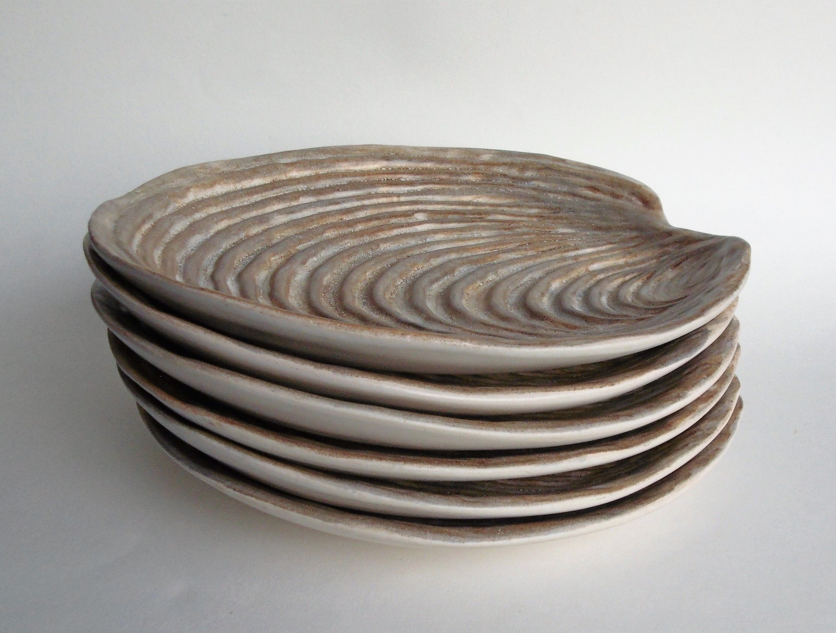 6 Shellfish plates by Dominique Guillot Vallauris from the 60's