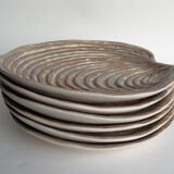6 Shellfish plates by Dominique Guillot Vallauris from the 60's