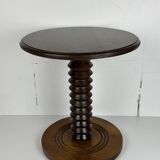 Brutalist Wood Turned Wine Press Side Table, Charles Dudouyt style, 1950s