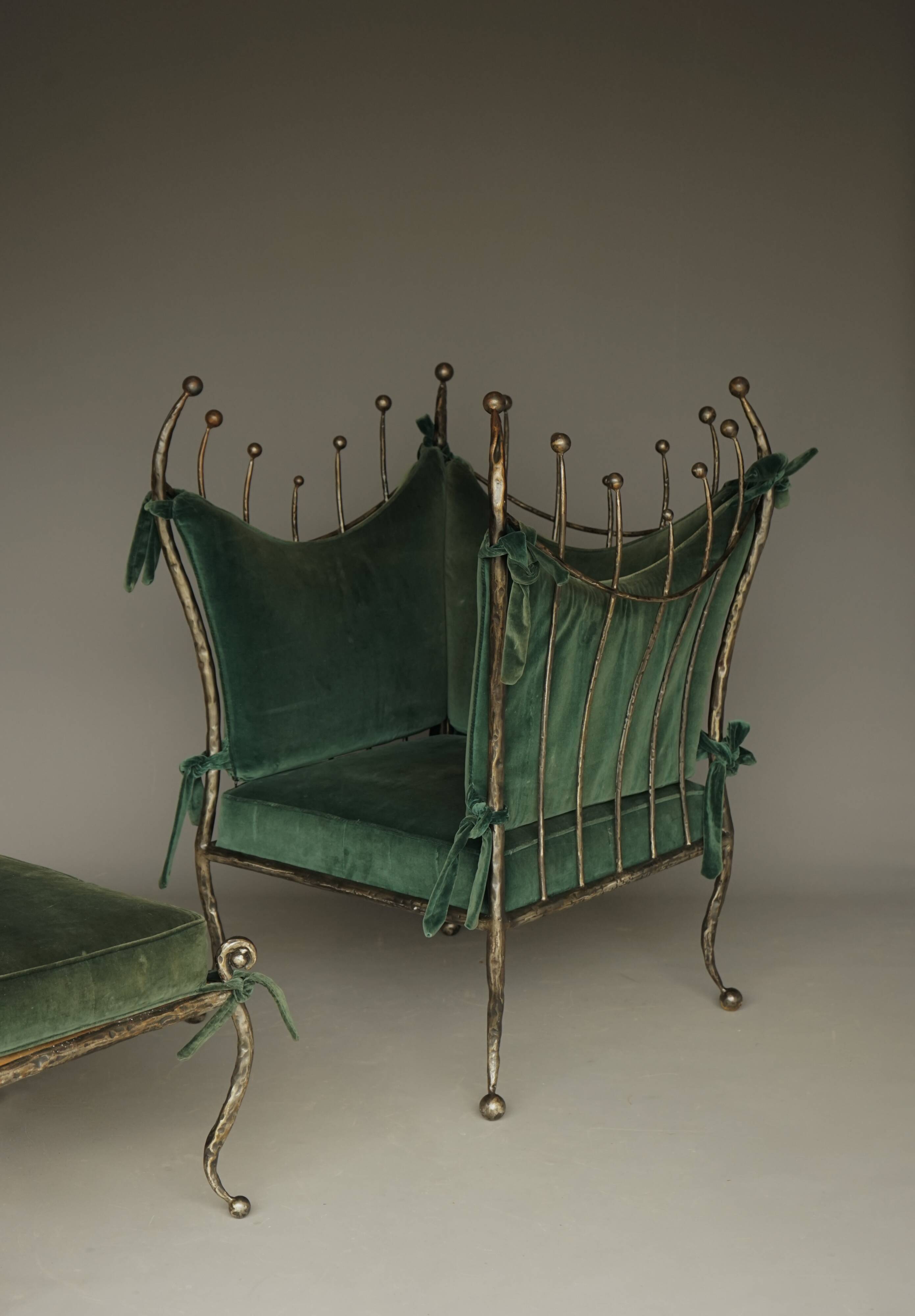 Postmodern Baroque style Armchair and Ottoman, 1980s