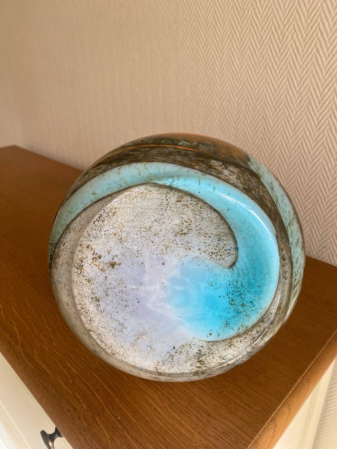 Vase en verre marbré italien 70s