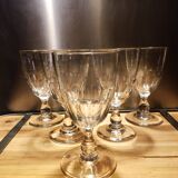 5 antique wine glasses with cut sides