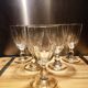 5 antique wine glasses with cut sides